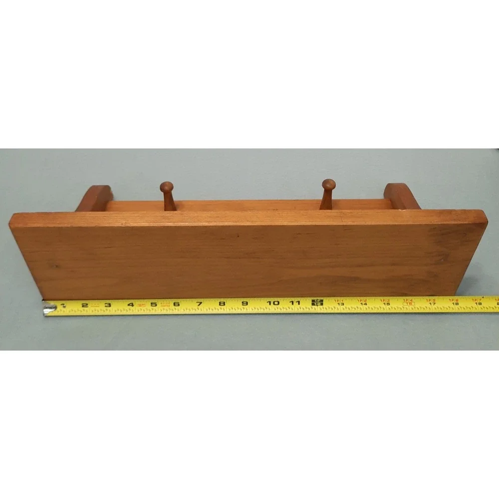 Vintage Wooden Wall Shelf Heart Cutout 2 Pegs Cottagecore Country Farmhouse 18
